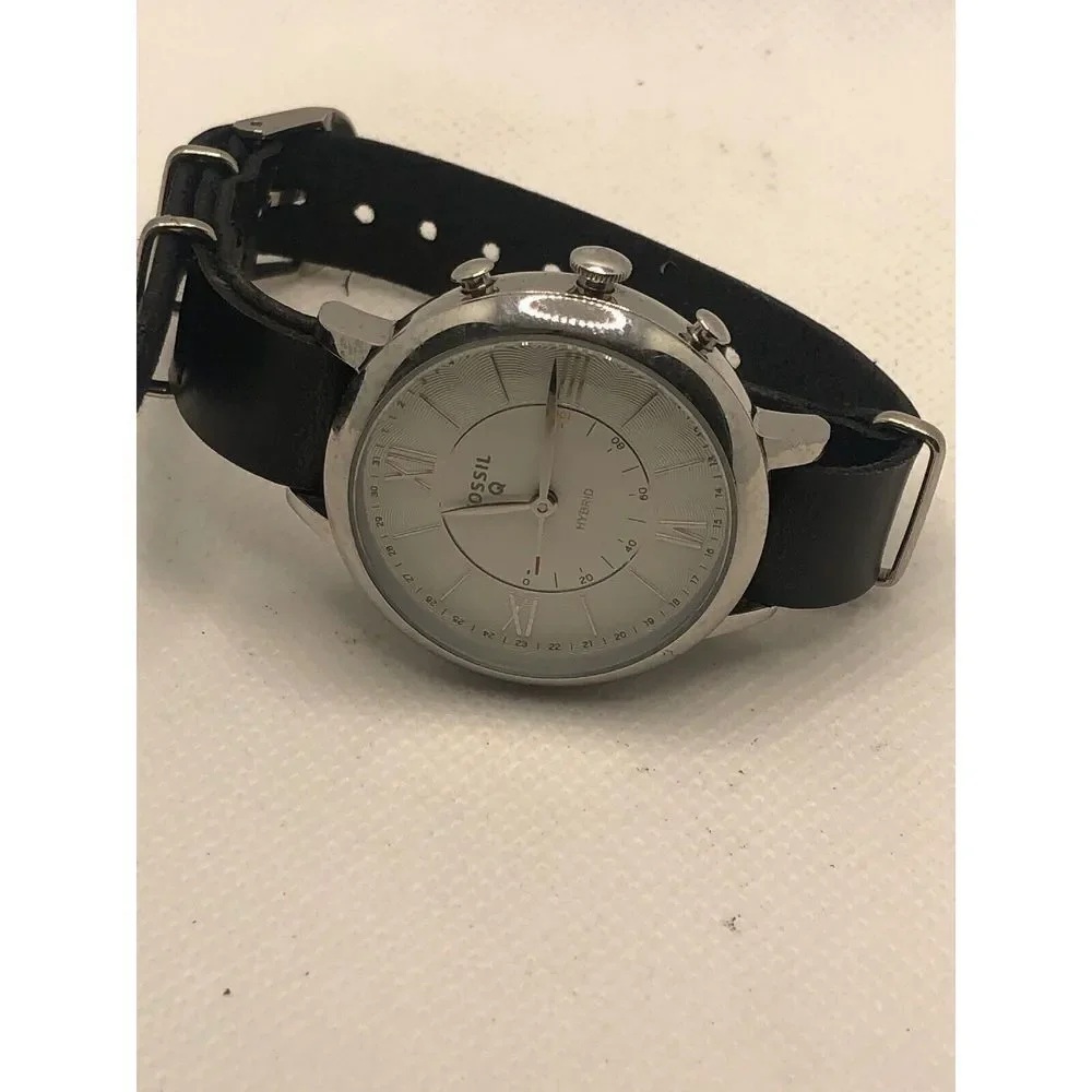 Fossil Q FTW5007 Women Black Leather Analog Silver Dial Hybrid Smart Watch HK270